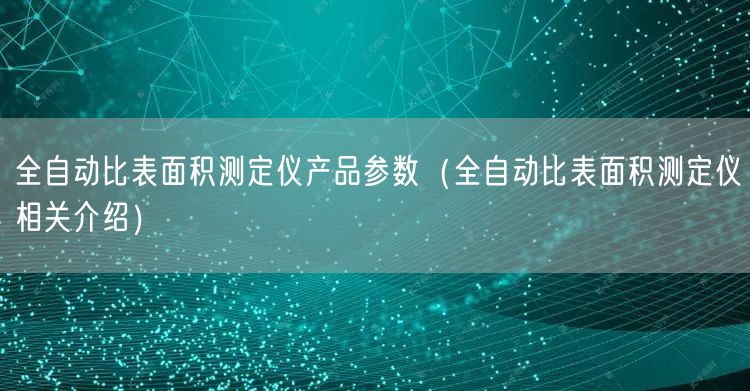 全自動比表面積測定儀產品參數(shù)（全自動比表面積測定儀相關介紹）(圖1)